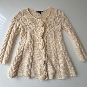 Central Park West Cream Cable Knit Cardigan